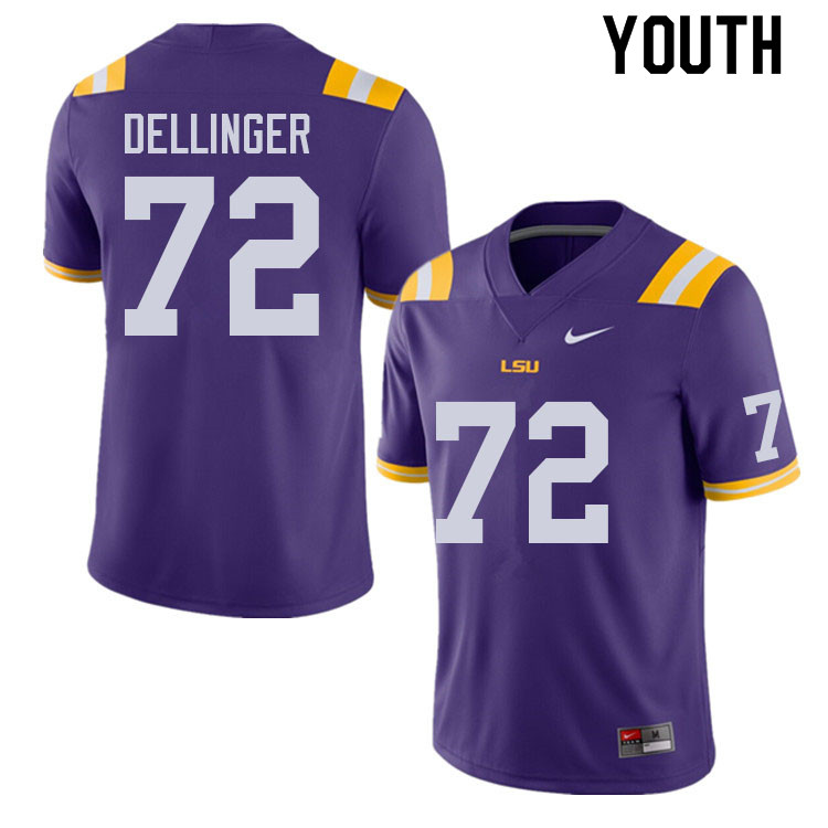 Youth #72 Garrett Dellinger LSU Tigers College Football Jerseys Sale-Purple